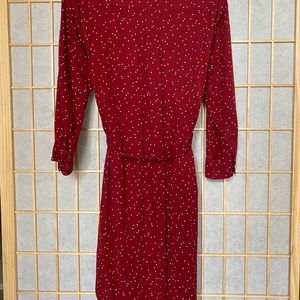 Uniqlo medium red dress with white spots. 100% Rayon